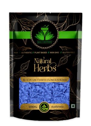 SAI HERBS Blue Pea Butterfly Flower Powder - Butterfly Pea Flower Powder - Caffeine Free - Herbal Tea Powder - Pure & Natural