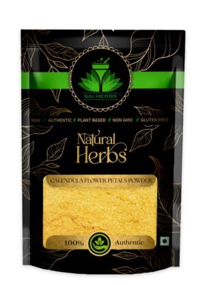 SAI HERBS Calendula Flower Petals Powder - Skin Healty - Treats Itchy Scalp - Glowing Skin - Herbal Tea Powder - Pure & Natural