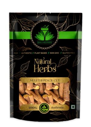 SAI HERBS Mulethi Pencil Cut - Multhi Spl. - Glycyrrhiza Glabra - Yashtimadhu - Jeshthamadha - Licorice Root - Pure & Natural