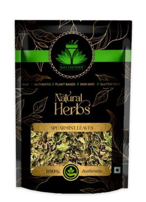 SAI HERBS Spearmint Leaves - Mentha Spicata Leaves - Help Cure Hormonal Acne Facial Hair Due to PCOS - Steep as Hot Raw Spearmint Herbal Tea or Iced PCOS Tea - Pure & Natural