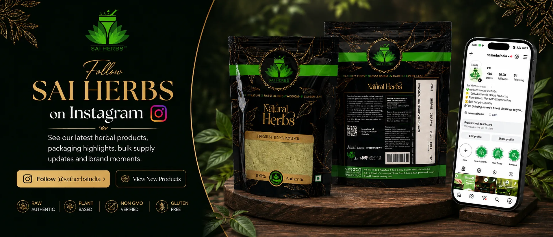 Follow SAI HERBS on Instagram - herbal products, packaging highlights and brand updates